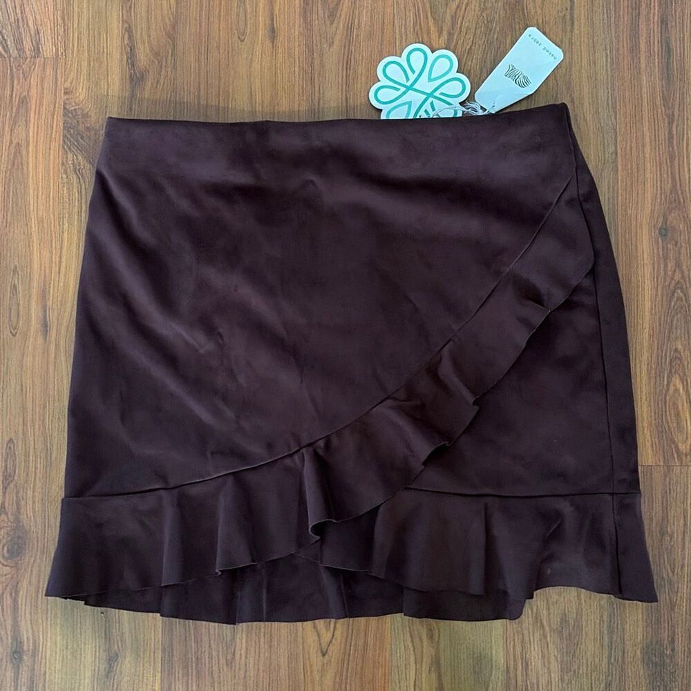 NWT naked, zebra faux suede miniskirt with ruffle l